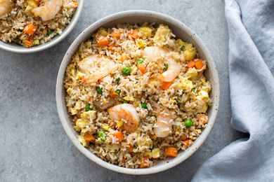 A bowl of shrimp fried rice