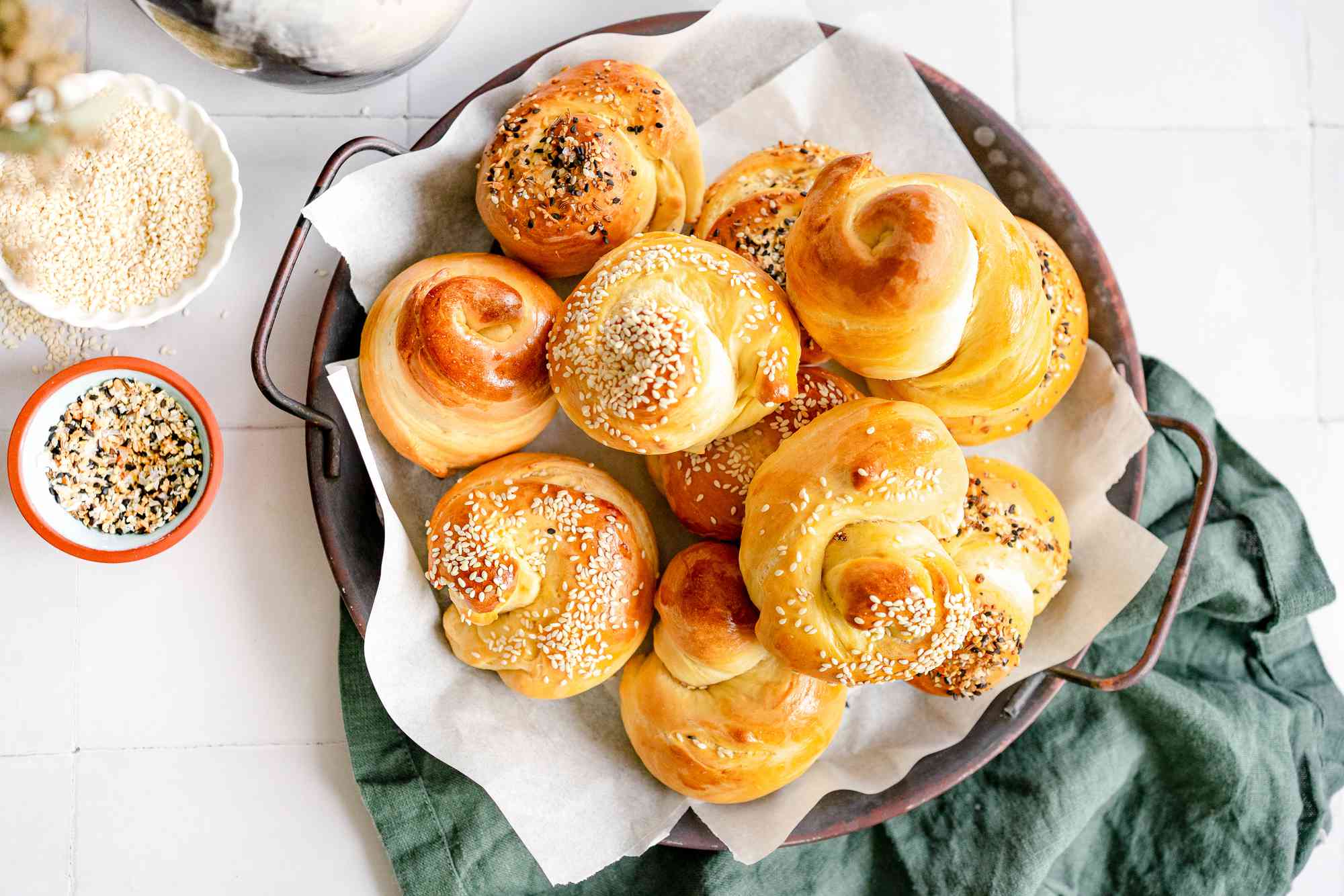 Basketful of Challah Rolls